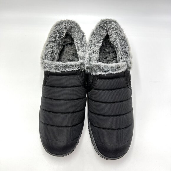 Minnetonka Womens Size 9 Black Quilted Gray Faux Fur Lined Boots‎ Booties Shoes - Picture 3 of 12